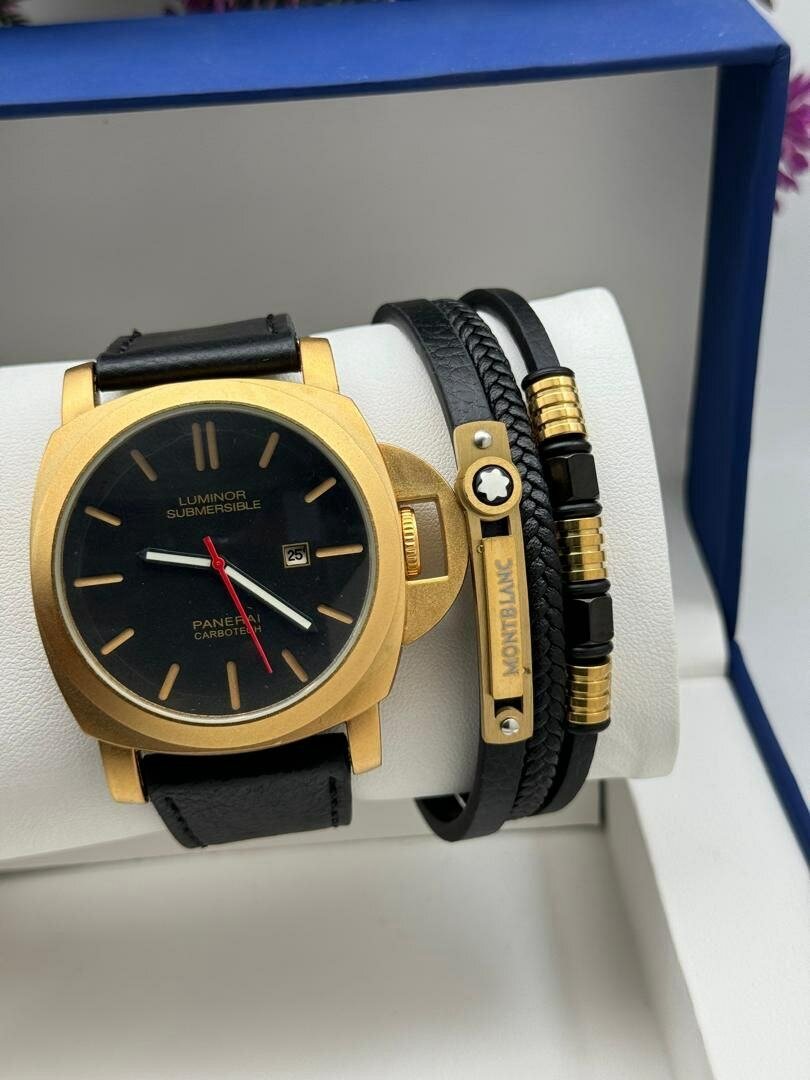 Leather watches and bracelet sets