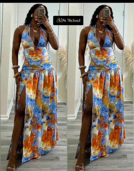 Robe longue élégante fendue