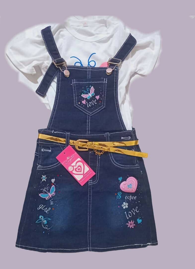 Robe jeans fille papillon