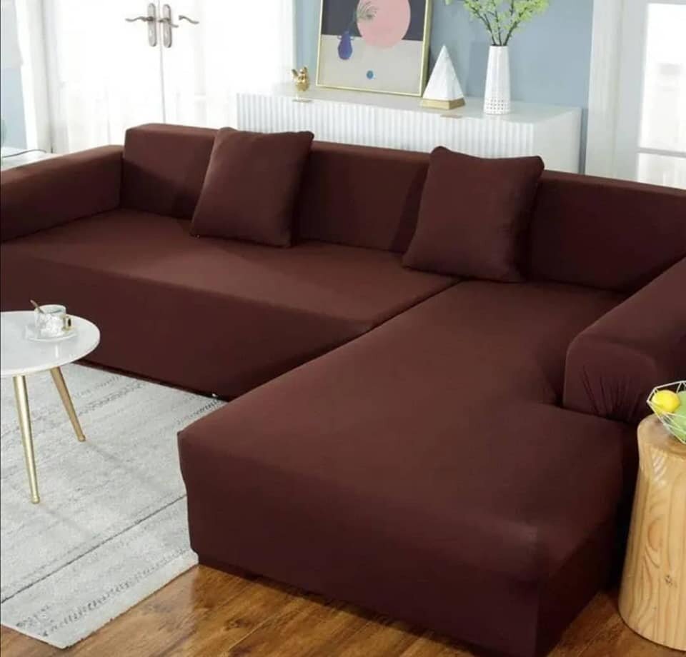 Velvet sofa cover brown