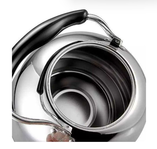 Bouilloire à Gaz En Acier Inoxydable - Argent/Noir