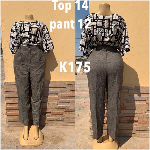 Set: blouse size 14, checkered trousers size 12