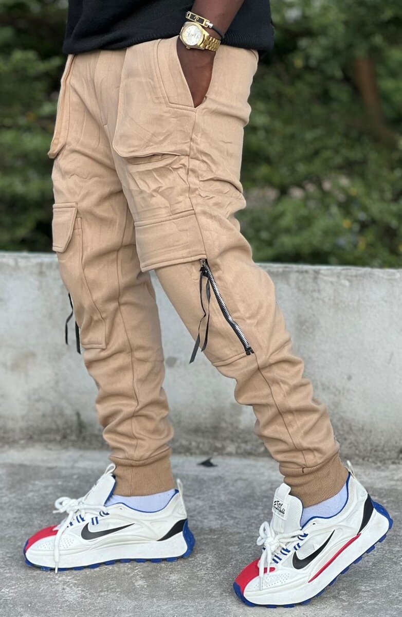 Pantalon cargo beige homme