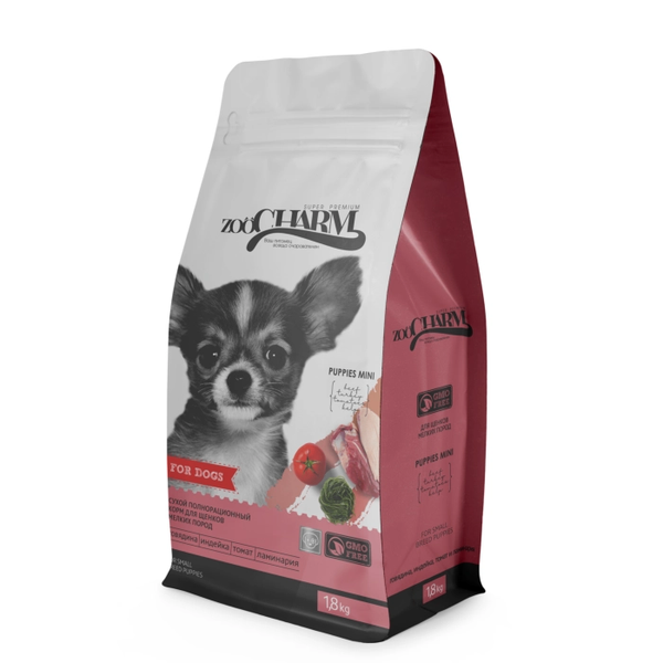 Корм ZOOCHARM 12кг для щенков мелких пород Говядина индейка
