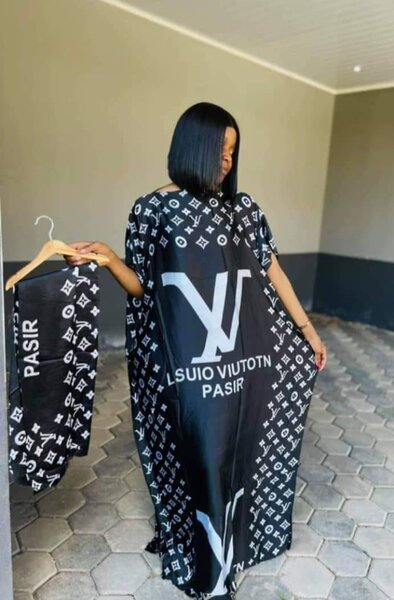 Ladies silk dress multicoloured with scarf