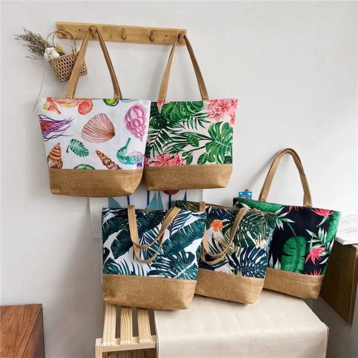 Sac cabas imprimé tropical