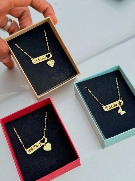 Collier personnalisé coeur doré