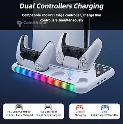 Station de charge ps5 avec refroidisseur