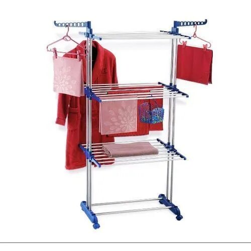 Séchoir Linge Multifonctions à 3 Niveaux Pour Sécher Les Vêtements – Bleu