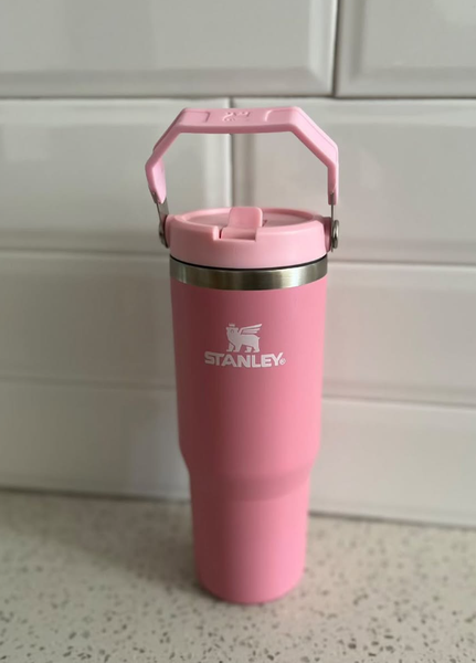 Stanley thermocup, pink, with handle, stainless steel