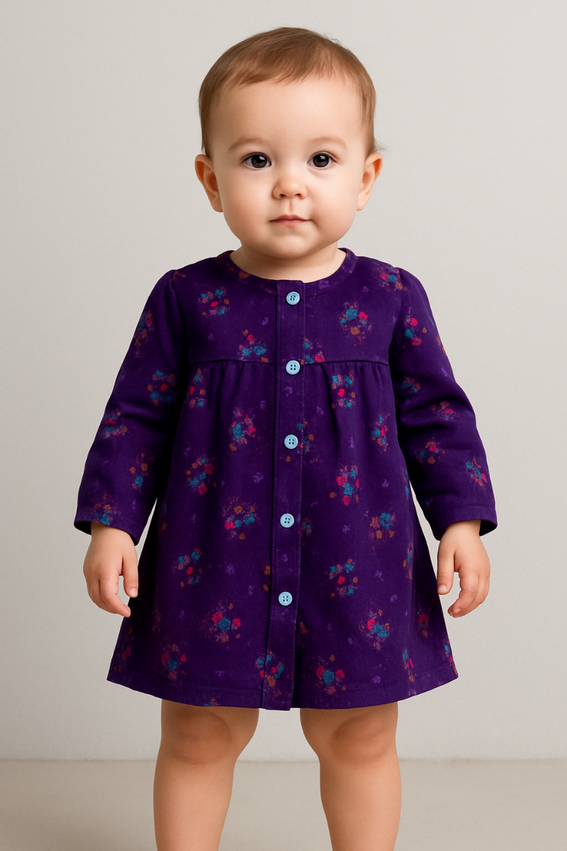 Robe bébé violette fleurie