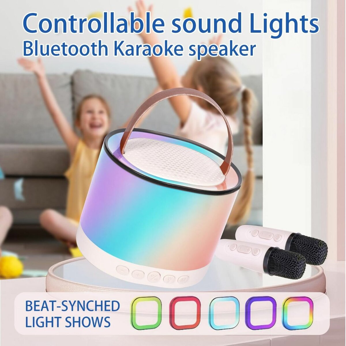Karoke speaker with 2 mics