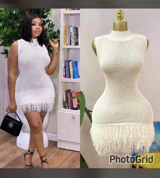 Robe moulante chic avec franges