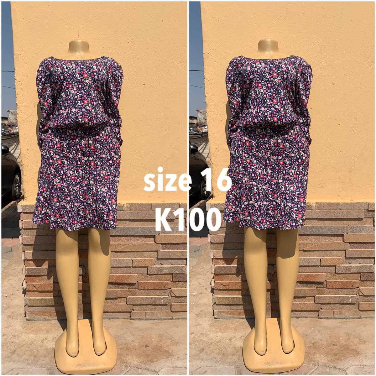 Dark dress with floral print, size 16
