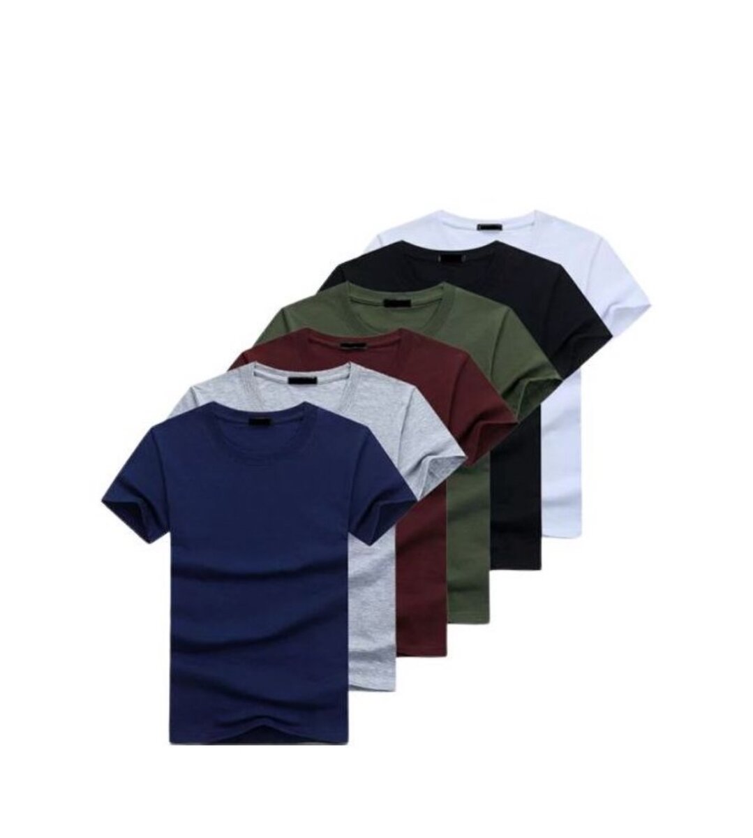 Casual Round Neck Short Sleeve T-Shirt - 6 Pieces - Multico.