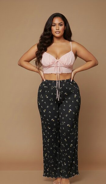 Pantalon floral taille haute