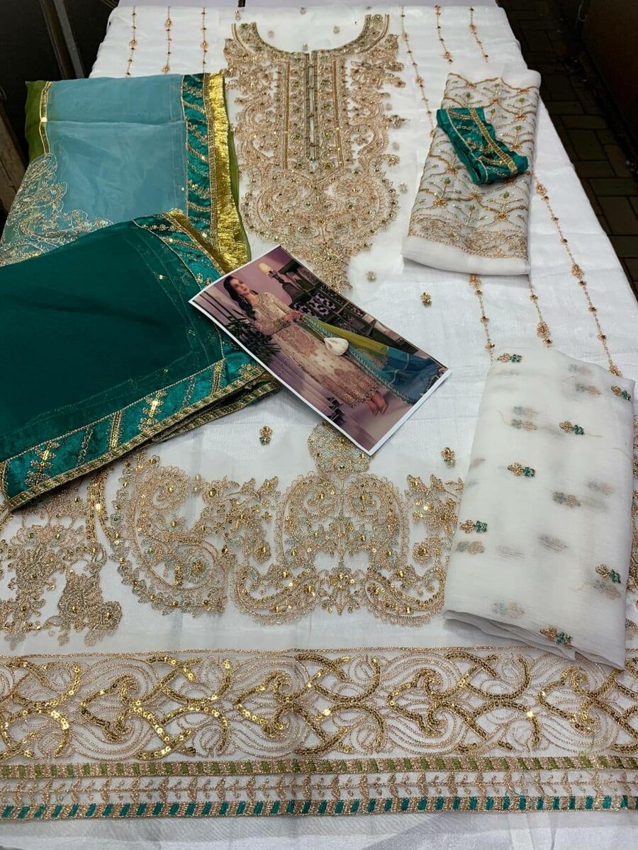 Shirt chiffon, dupatta organza, trouser silk