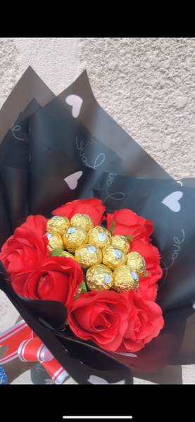Bouquet de fleurs et chocolat