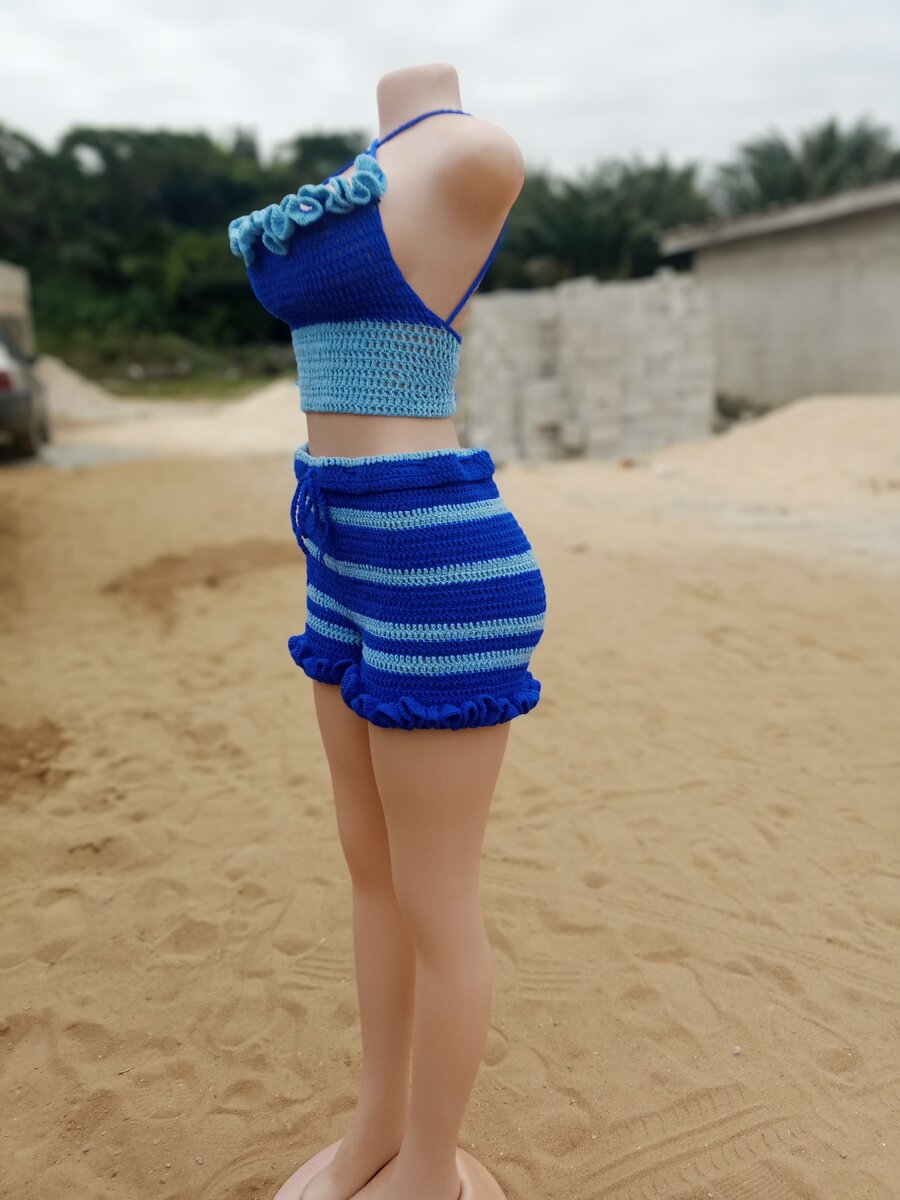 Ensemble Crochet Bleu Été