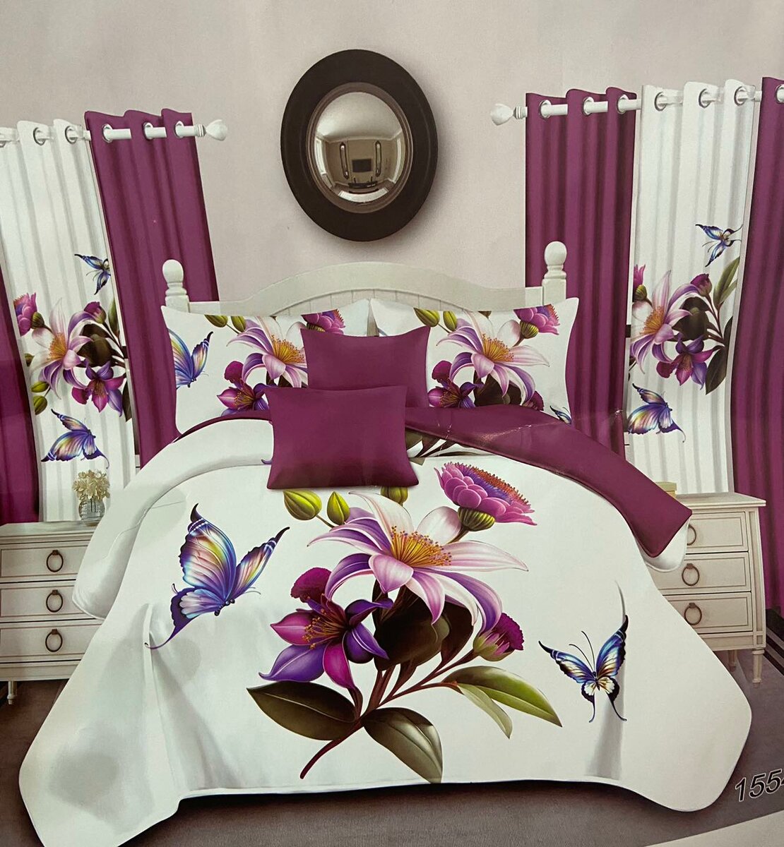 7 pieces bedspread  Comes with 2 curtains, 2 continental pillowcases as d 2 stander pillowcases 
