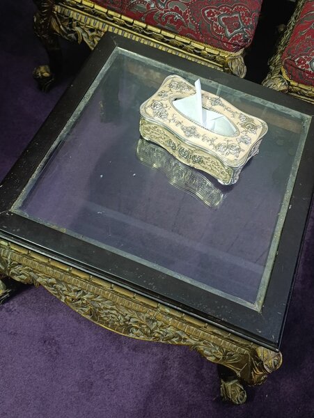 Wooden chair with center table