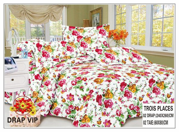 Parure de Lit Fleurie 3 Places