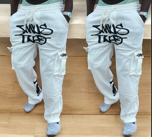 Pantalon cargo blanc streetwear