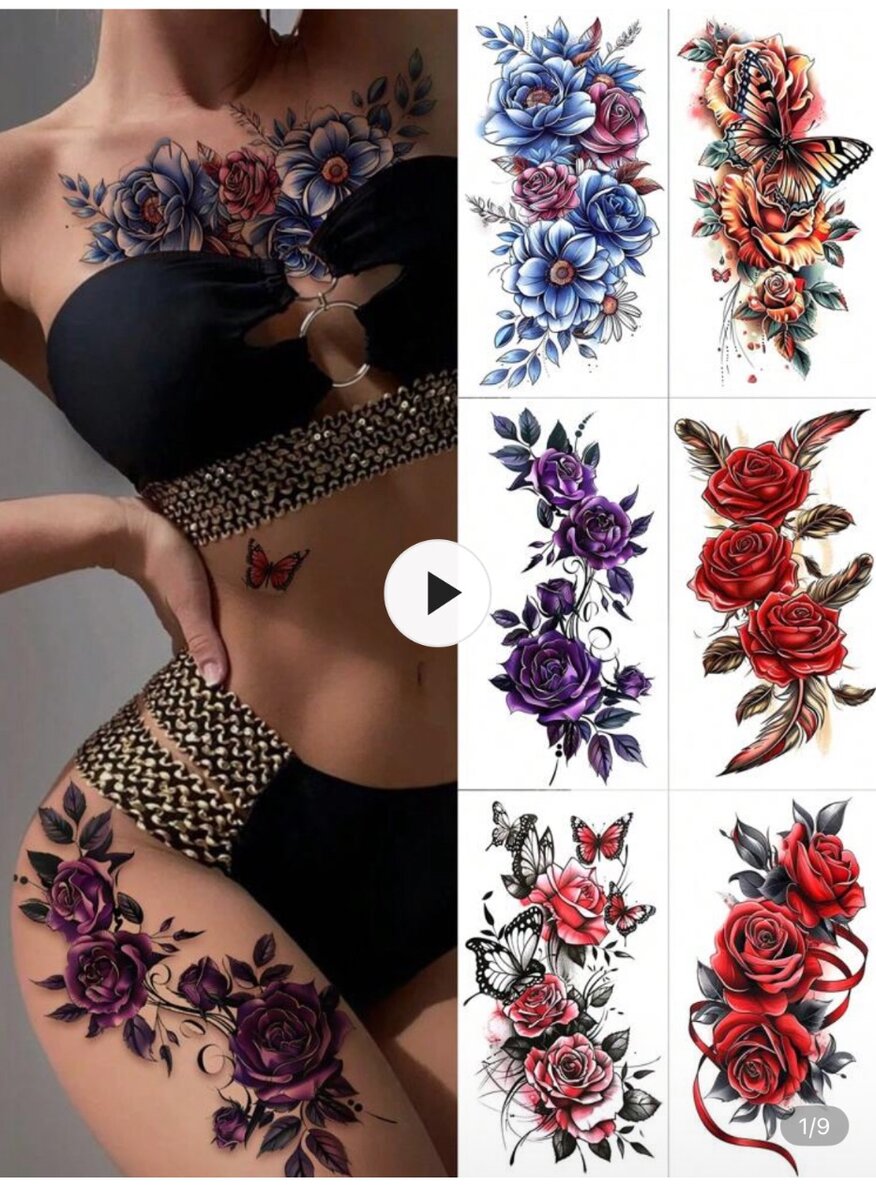 Tatouages Éphémères Roses