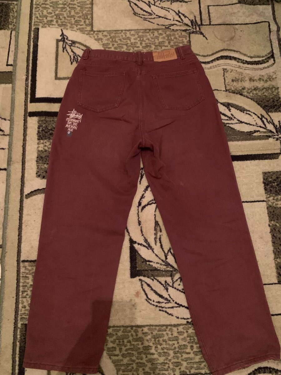 Джинсы Stussy Бардовый Широкие