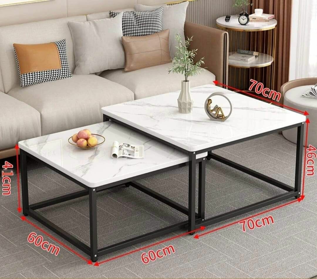 TABLE (2) BASSE IMPORTÉ BOIS EFFET MARBRE