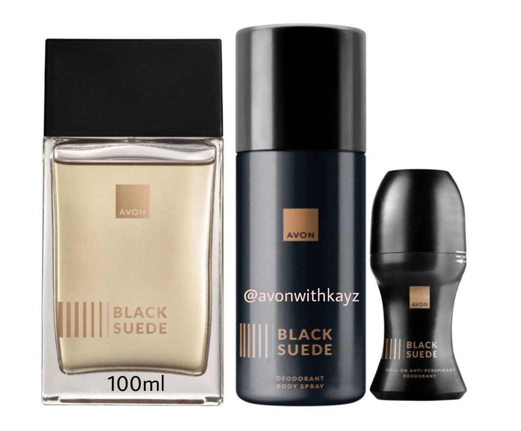 avon black suede set