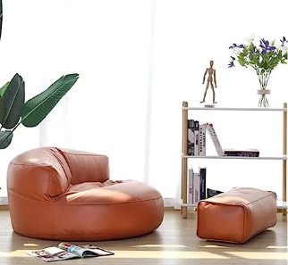 Loaf Leatherite Bean Bag with Footrest