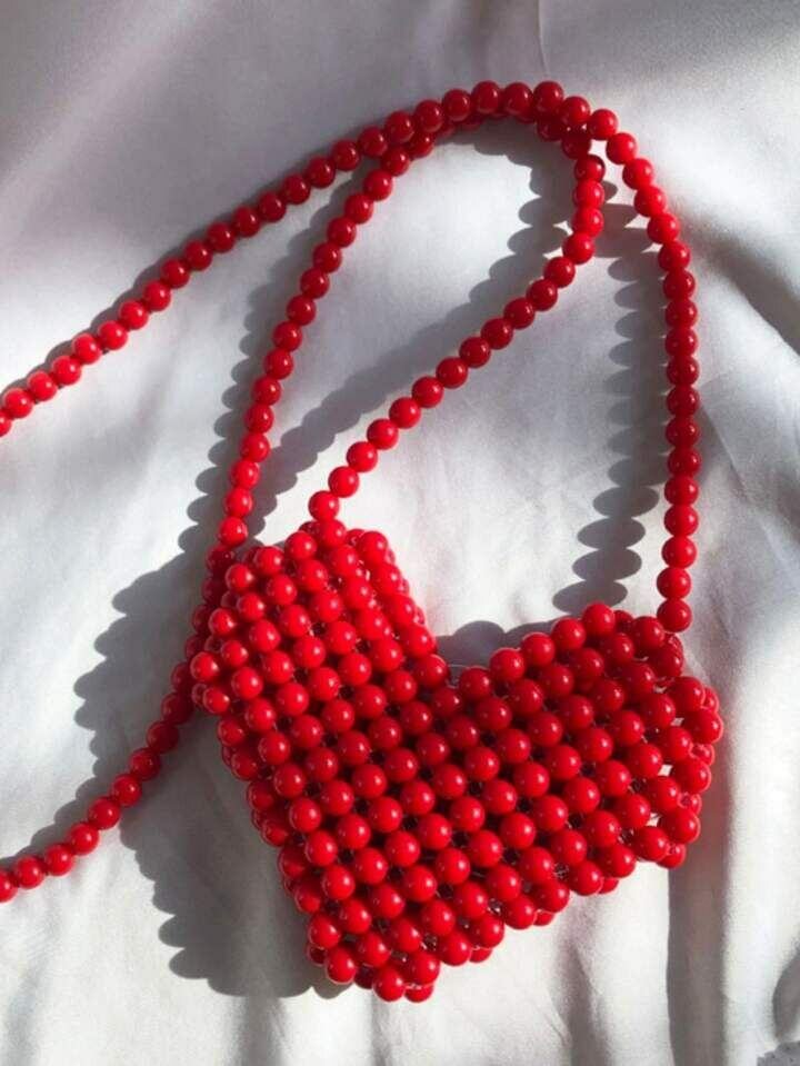 Sacs cœurs perlés colorés