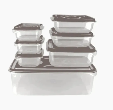 Pack of 7 Thumb Lock Transparent Rectengular Bowl set