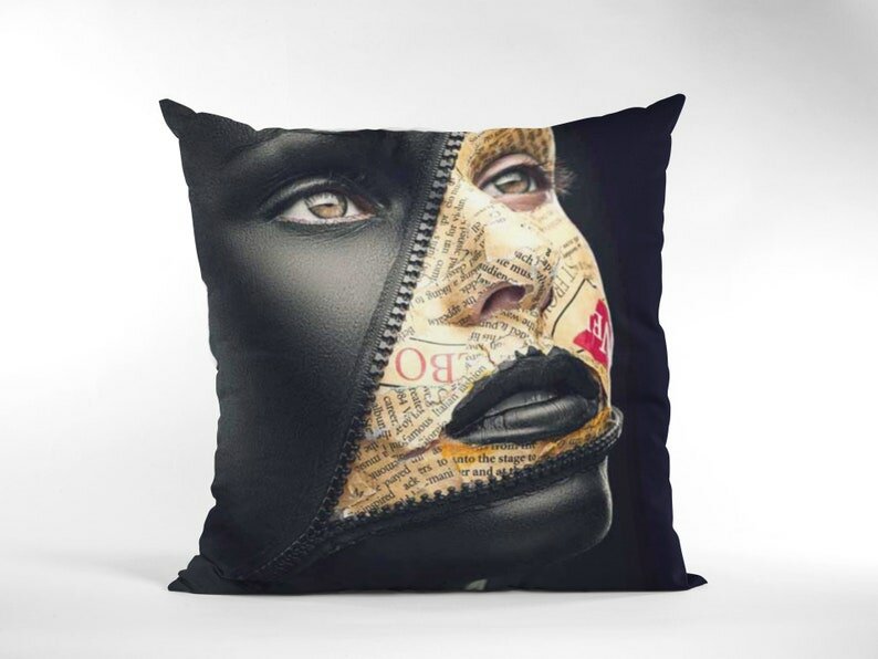 Coussin artistique visage imprimé