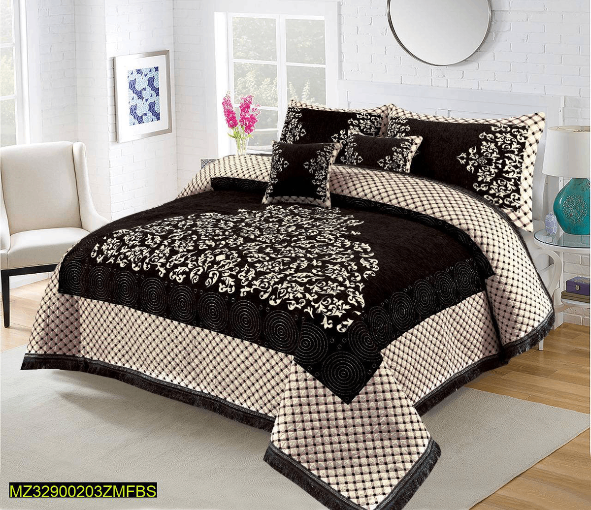 5pc Velvet Double Bedspreads