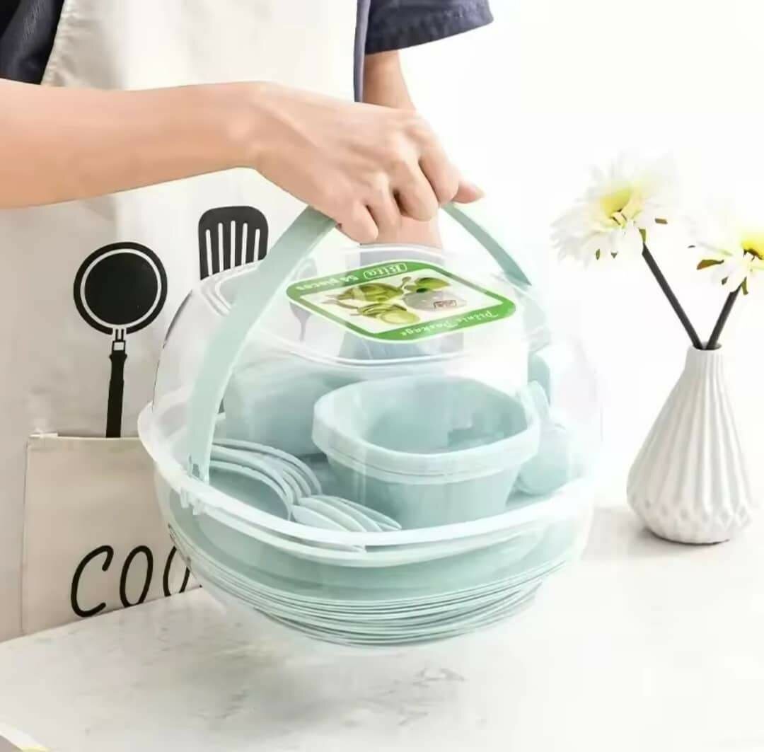 Ensemble de vaisselle en plastique pour l'extérieur, 54 pièc