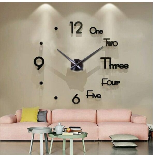 Modern 3D Frameless DIY Wall Clock Stickers for Home and Off