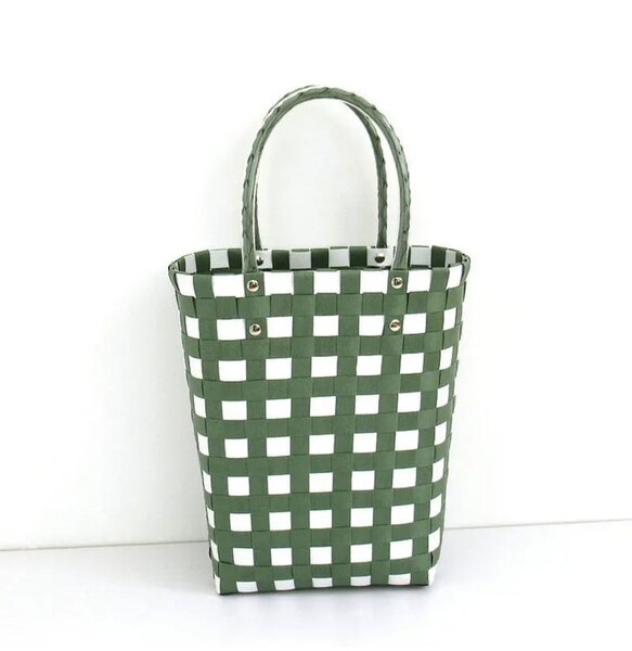 Sac cabas à carreaux vert