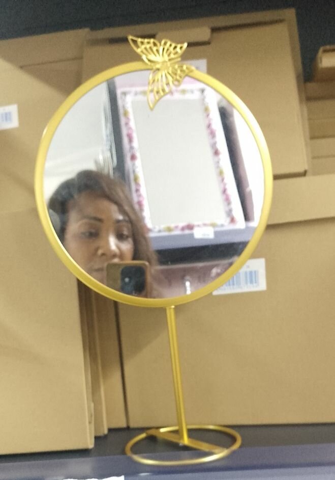 Miroir rond doré papillon