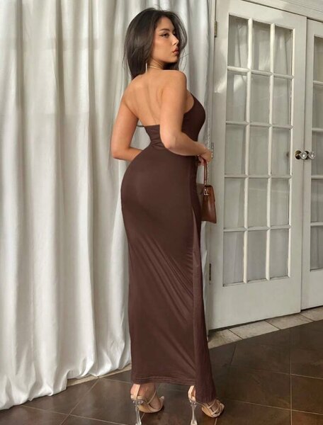 Apricot Sleeveless Twist Design Long Summer Dress