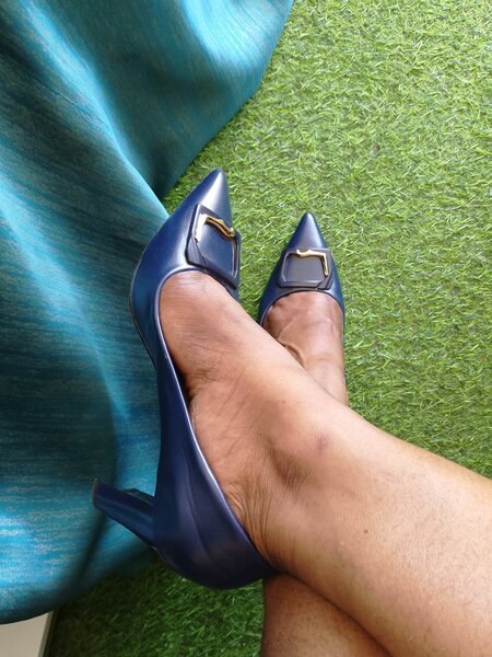 Block heel navy Blue