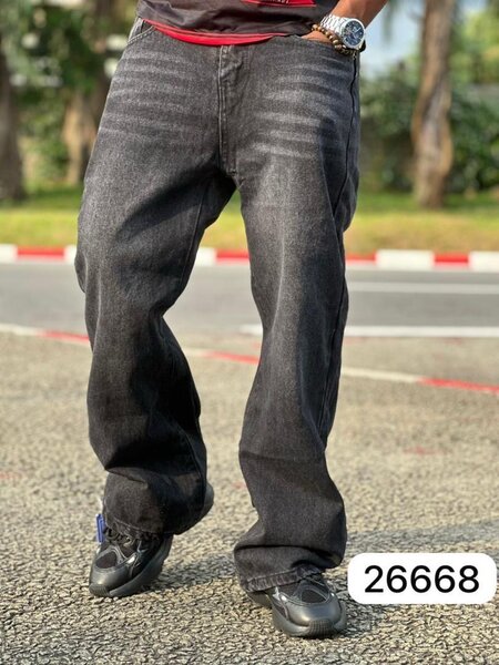 Jean large en denim noir