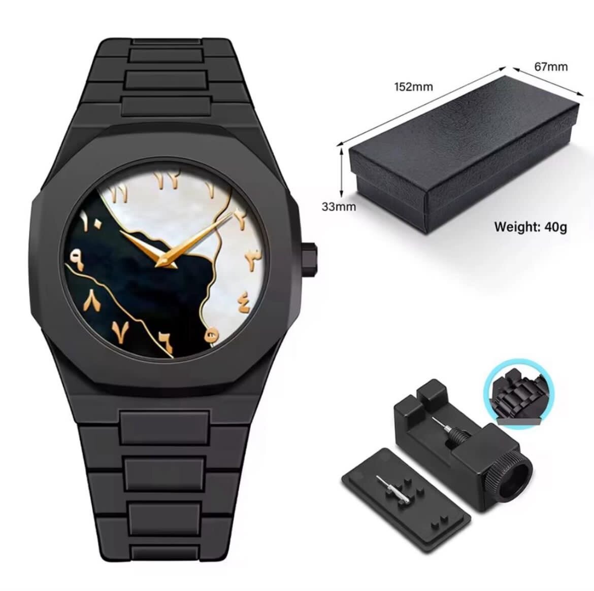 Montre élégante noire