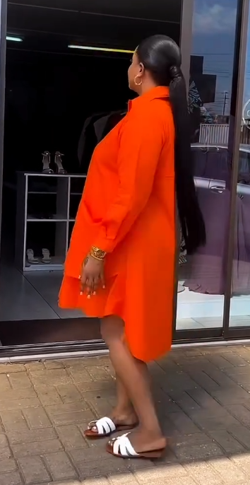 Women's dress is orange