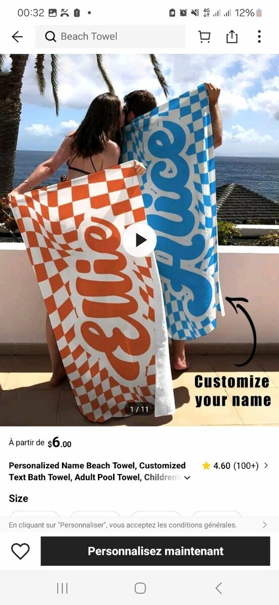 Serviettes de Plage Personnalisées