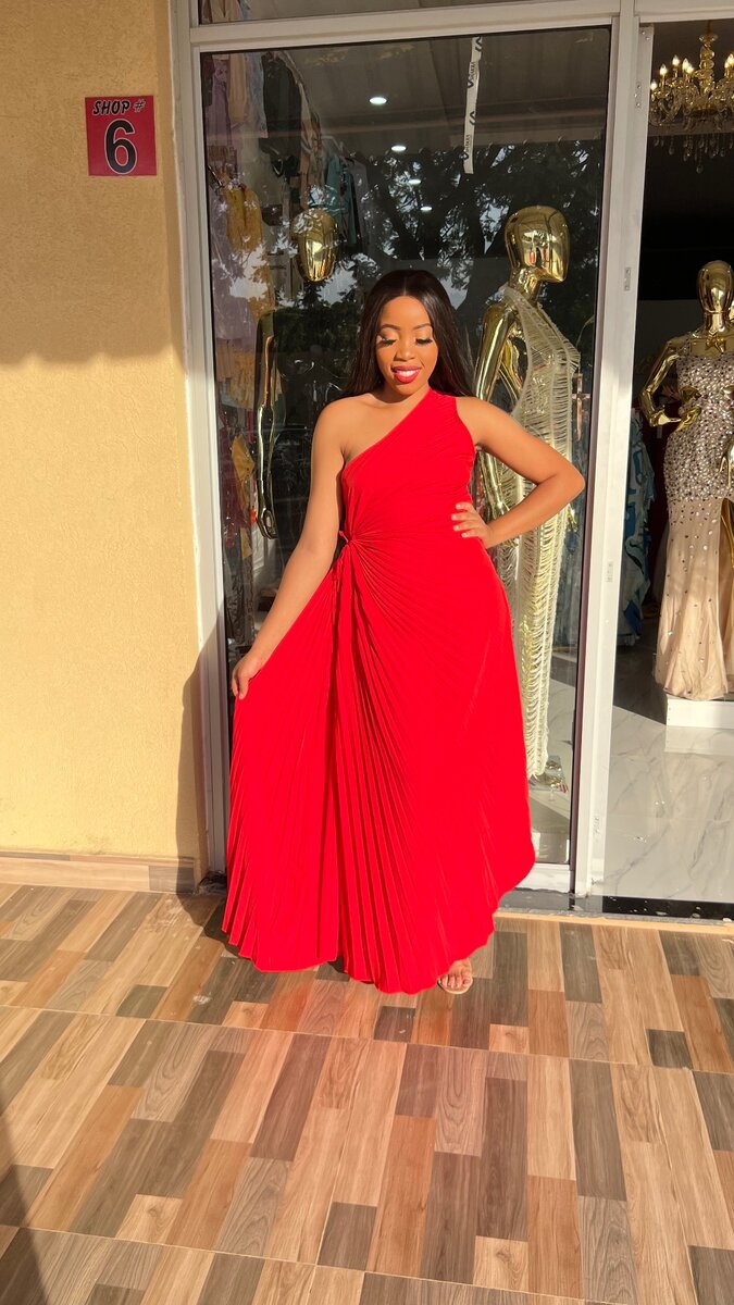 Pleated high low dress