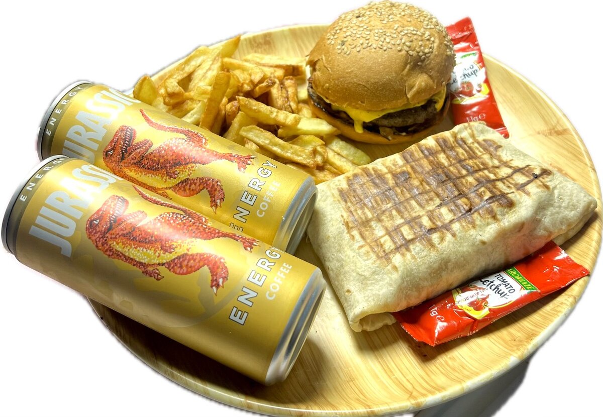 Menu Double  Burger +  Tacos