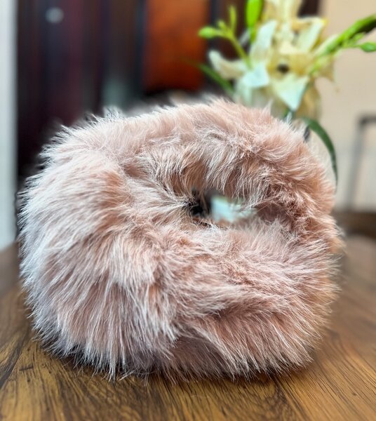 Ladies fluffy and leather hand bags