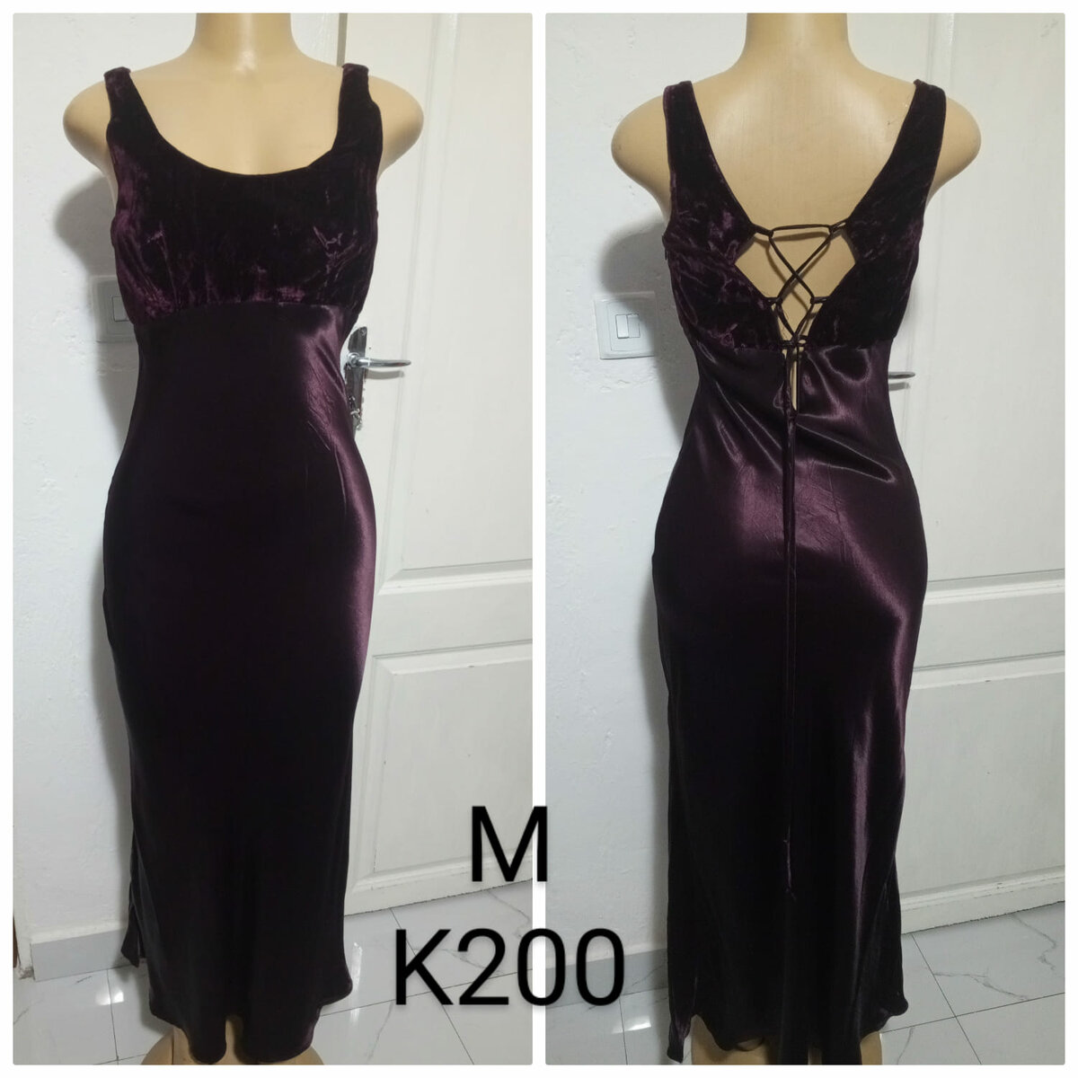Women's long dress in dark cherry color, size M